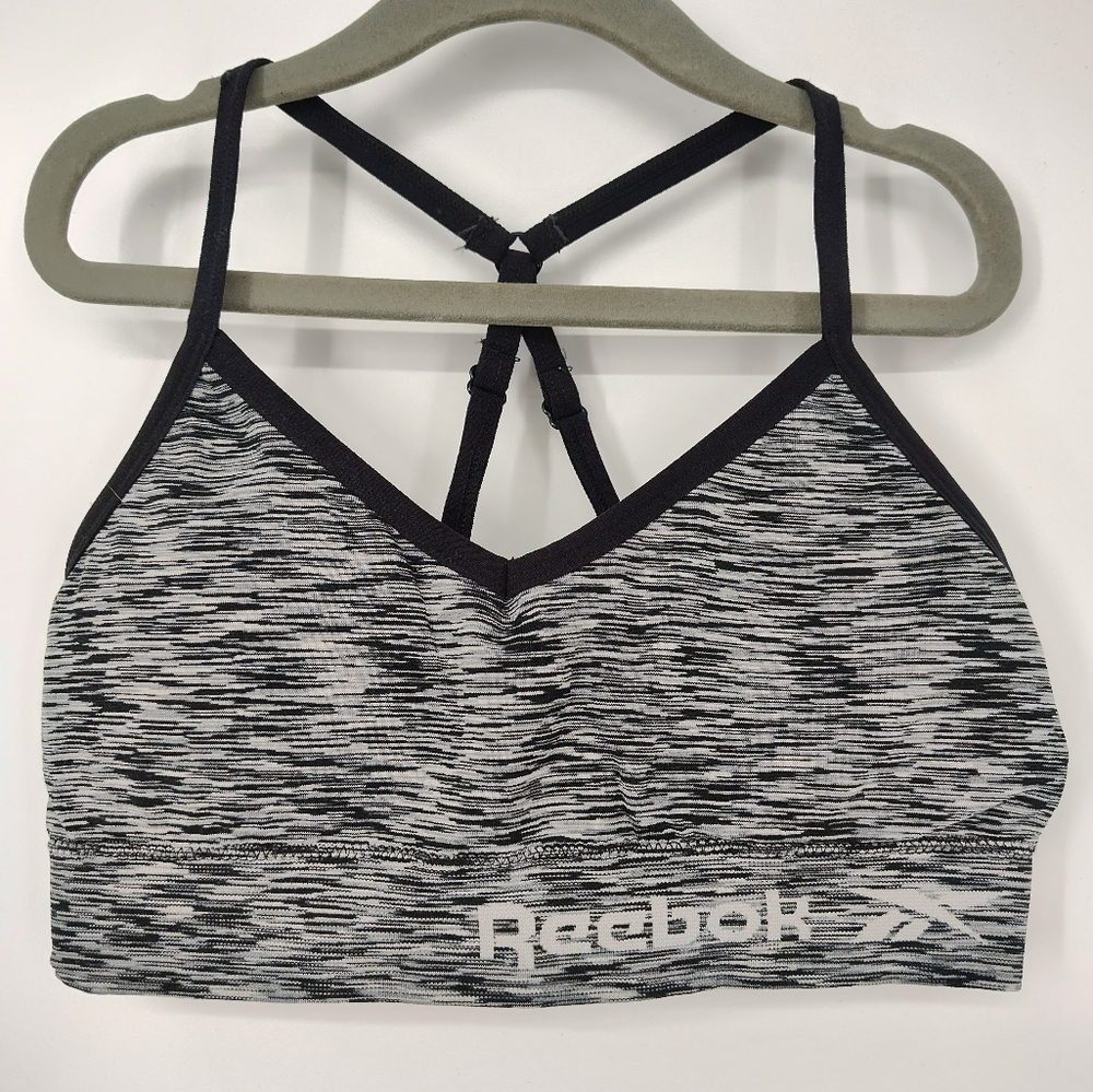 Reebok Black And White Heathered Sports Bra Size Women's Small